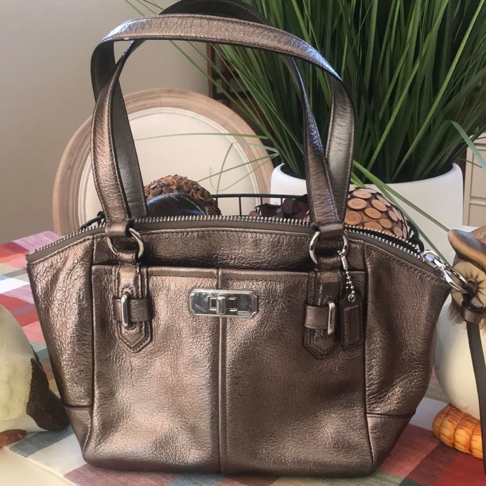 Coach metallic small mini bag purse satchel tote